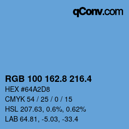 カラーコード: RGB 100 162.8 216.4 | qconv.com