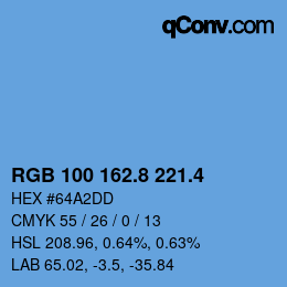 カラーコード: RGB 100 162.8 221.4 | qconv.com
