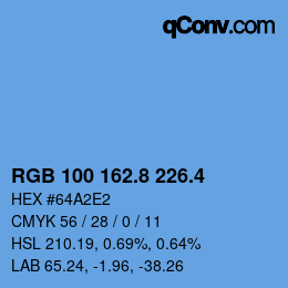 カラーコード: RGB 100 162.8 226.4 | qconv.com