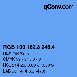 カラーコード: RGB 100 162.8 246.4 | qconv.com