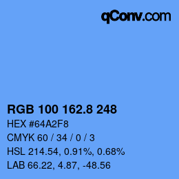 カラーコード: RGB 100 162.8 248 | qconv.com