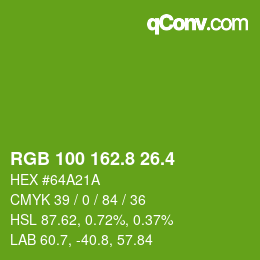 カラーコード: RGB 100 162.8 26.4 | qconv.com