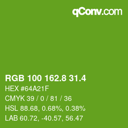 カラーコード: RGB 100 162.8 31.4 | qconv.com