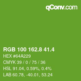カラーコード: RGB 100 162.8 41.4 | qconv.com
