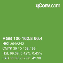 カラーコード: RGB 100 162.8 66.4 | qconv.com