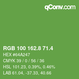 カラーコード: RGB 100 162.8 71.4 | qconv.com