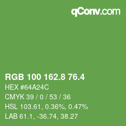 カラーコード: RGB 100 162.8 76.4 | qconv.com