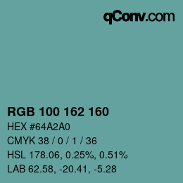 Code couleur: RGB 100 162 160 | qconv.com