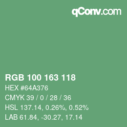 カラーコード: RGB 100 163 118 | qconv.com