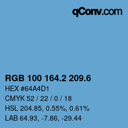 カラーコード: RGB 100 164.2 209.6 | qconv.com