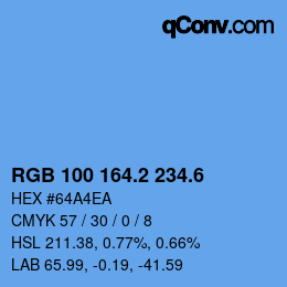 カラーコード: RGB 100 164.2 234.6 | qconv.com