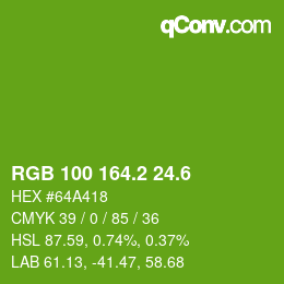 カラーコード: RGB 100 164.2 24.6 | qconv.com