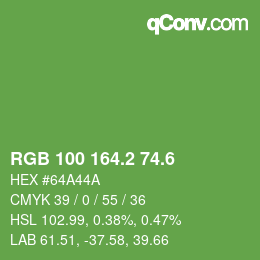 カラーコード: RGB 100 164.2 74.6 | qconv.com