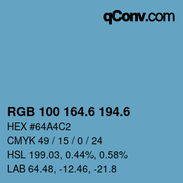 カラーコード: RGB 100 164.6 194.6 | qconv.com