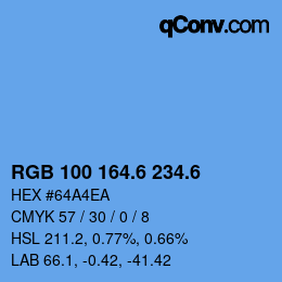 カラーコード: RGB 100 164.6 234.6 | qconv.com