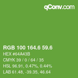 カラーコード: RGB 100 164.6 59.6 | qconv.com