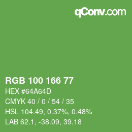 カラーコード: RGB 100 166 77 | qconv.com