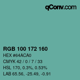 Color code: RGB 100 172 160 | qconv.com