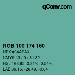 カラーコード: RGB 100 174 160 | qconv.com