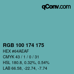 颜色代码: RGB 100 174 175 | qconv.com