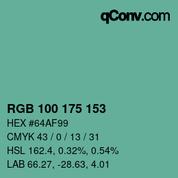 カラーコード: RGB 100 175 153 | qconv.com