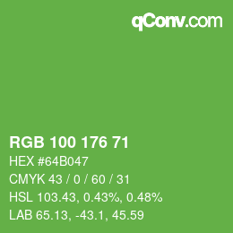 Color code: RGB 100 176 71 | qconv.com