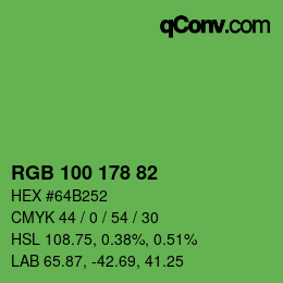 Farbcode: RGB 100 178 82 | qconv.com