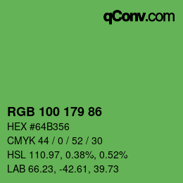 カラーコード: RGB 100 179 86 | qconv.com