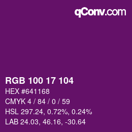Color code: RGB 100 17 104 | qconv.com