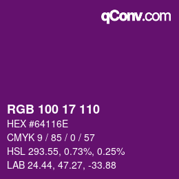 カラーコード: RGB 100 17 110 | qconv.com