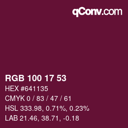 Color code: RGB 100 17 53 | qconv.com