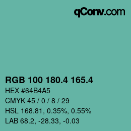 カラーコード: RGB 100 180.4 165.4 | qconv.com