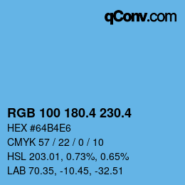 カラーコード: RGB 100 180.4 230.4 | qconv.com