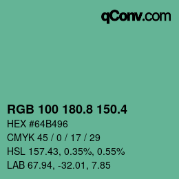 カラーコード: RGB 100 180.8 150.4 | qconv.com