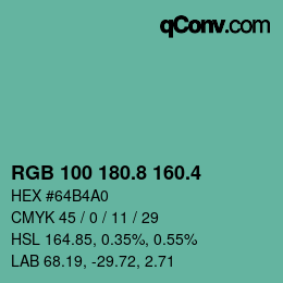 カラーコード: RGB 100 180.8 160.4 | qconv.com