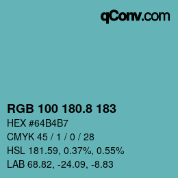 Color code: RGB 100 180.8 183 | qconv.com