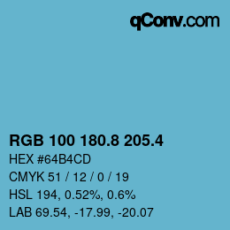 カラーコード: RGB 100 180.8 205.4 | qconv.com
