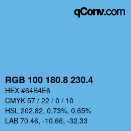 カラーコード: RGB 100 180.8 230.4 | qconv.com