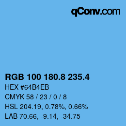 カラーコード: RGB 100 180.8 235.4 | qconv.com