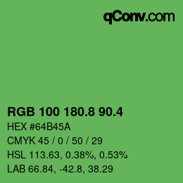 カラーコード: RGB 100 180.8 90.4 | qconv.com