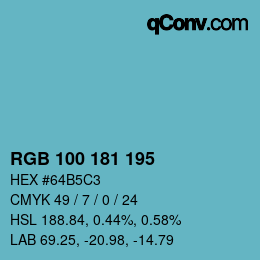 Farbcode: RGB 100 181 195 | qconv.com