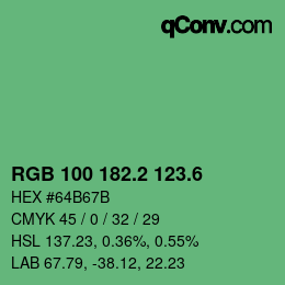 カラーコード: RGB 100 182.2 123.6 | qconv.com