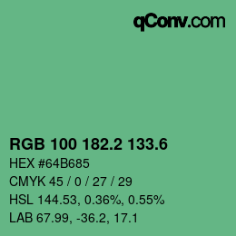 カラーコード: RGB 100 182.2 133.6 | qconv.com