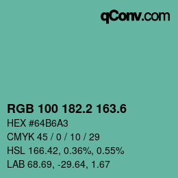 カラーコード: RGB 100 182.2 163.6 | qconv.com