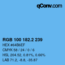 カラーコード: RGB 100 182.2 239 | qconv.com