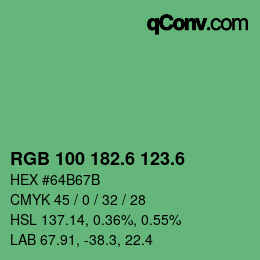 カラーコード: RGB 100 182.6 123.6 | qconv.com