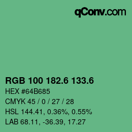 カラーコード: RGB 100 182.6 133.6 | qconv.com