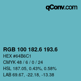 カラーコード: RGB 100 182.6 193.6 | qconv.com