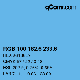 カラーコード: RGB 100 182.6 233.6 | qconv.com