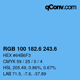 カラーコード: RGB 100 182.6 243.6 | qconv.com